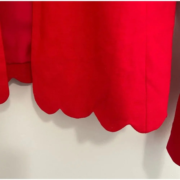 J Crew Cherry Red Cropped Scalloped Hem Blazer - Picture 5 of 6